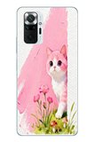 Redmi Note 10 Pro Uyumlu Pembeli Kedi Baskılı Silikon Kılıf