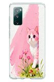Samsung Galaxy S20 FE Uyumlu Pembeli Kedi Baskılı Silikon Kılıf