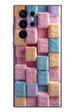 Samsung Galaxy S22 Ultra Uyumlu Pembe Tüylü Kareler Baskılı Silikon Kılıf