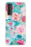 Huawei P Smart 2021 Uyumlu Kelebekler ve Çiçekler Baskılı Silikon Kılıf