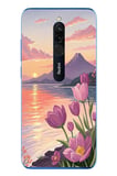 Redmi 8 Uyumlu Çiçek Yağlı Boya Baskılı Silikon Kılıf
