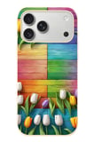 İphone 17 Pro Max Uyumlu Renkli Laleler Baskılı Silikon Kılıf