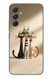 Samsung Galaxy A54 Uyumlu Neşeli Kedi Ailesi Baskılı Silikon Kılıf