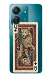 Redmi 13C Uyumlu İskambil Kağıdı Tasarımlı Leopar Portre Baskılı Silikon Kılıf