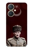Vivo Y27 Uyumlu Ay Yıldız ve Başkomutan Atatürk Baskılı Silikon Kılıf