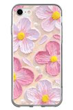 iPhone 7-8-SE 2020 Uyumlu Pembe Beyaz Çiçekler Sulu Boya Baskılı Silikon Kılıf