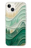 İphone 13/14 Uyumlu Beyaz Çizgili Orman Baskılı Silikon Kılıf