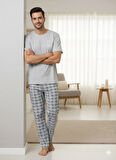 ERKEK GRİ KISA KOL PİJAMA TAKIMI