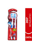 2 ADET  Colgate Diş Fırçası 360 Optik Beyaz Beyazlatıcı Orta 1+1