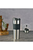 2 ADET  H2O French Press Termos Kupa Siyah 450 ml