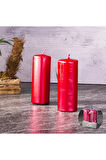 3 ADET  Tohana Metalik Kırmızı Mum 2'li 10x4 cm
