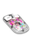 3 ADET  Everest SM-BT89 OPAL Şarj Edilebilir Sessiz Beyaz Transparan RGB 2in1 2BT ve 2.4GHz Kablosuz Mouse