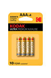 4 ADET   Kodak Ultra Premium Alkalin İnce Pil 4'lü