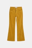 Kadın Hardal Sarı Flare Fit Velvet Kadife Kumaş Pantolon