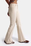 Kadın Bej Flare Fit Pürüzsüz Dokulu Esnek Velvet Kadife Kumaş Pantolon