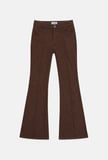 Kadın Kahve Flare Fit Pürüzsüz Dokulu Esnek Velvet Kadife Kumaş Pantolon