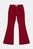Kadın Bordo Flare Fit Pürüzsüz Dokulu Esnek Velvet Kadife Kumaş Pantolon