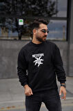 Sweatshirt Bisiklet Yaka Siyah Mutatıon Baskılı Oversize Sweat