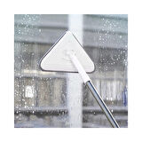 Çekçekli Üçgen Mop Cam, Parke, Fayans Temizleme , 3 Bezli  Mikrofiber Mop Teleskobik Saplı Mop