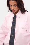 Kadın Pembe Oversize Özel Tasarım Gömlek