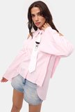 Kadın Pembe Oversize Kravatlı Özel Tasarım Gömlek