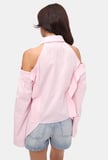 Kadın Pembe Oversize Kravatlı Özel Tasarım Gömlek