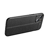 Apple iPhone 14 Plus ile Uyumlu Kılıf Deri Görünümlü Silikon Telefon Kılıfı Kapak