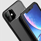 Apple iPhone 11 ile Uyumlu Kılıf Focus Karbon Tasarım Telefon Kılıfı Kapak