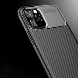 Apple iPhone 11 Pro Max ile Uyumlu Kılıf Focus Karbon Tasarım Telefon Kılıfı Kapak