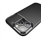 Apple iPhone 13 Pro Max ile Uyumlu Kılıf Focus Karbon Tasarım Telefon Kılıfı Kapak