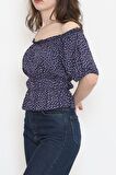 Bel Lastikli Crop Bluz İndigo - 18493.1153.