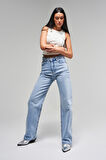 Kadın Snow Kot Rengi 4S5-27 Yüksek Bel %100 Koton Straight Fit Denim Jean