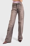 Kadın Kahve Kot Rengi Doris 4s6-166 Straight Fit Yüksek Bel %100 Koton Denim Jean