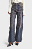 Kadın Koyu Tint Renk Olea 2w5-10 Wide Leg Fit Yüksek Bel İç Boy 77cm %100 Koton Denim Jean