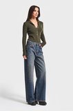 Kadın T.Kot Rengi 2w5-8 Palazzo Baggy Fit %100 Koton İç Boy 83cm Denim Jean