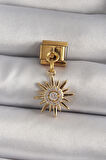 316L Çelik Gold Renk Sallantı Zirkon Taşlı Güneş Model Nomination Charm - Lisinya