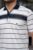 Erkek Yakalı çizgili Kısa Kollu T-shirt