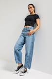 Kadın Mavi Renk 4s6-4 Carrot Fit Rahat Kesim İç boy 67cm %100 Koton Denim Jean