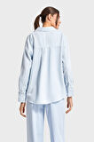 Kadın Bebe Mavisi Renk 6s5-103 Organik Pamuk Viskon  Kumaş Oversize Gömlek