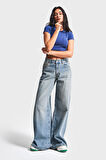 Kadın T.Kot Rengi 2S5-32 Palazzo Fit %100 Koton Orta Bel Denim Jean