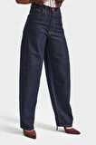 Kadın İndigo Renk 7w5-50 Skater Fit Bol Kesim İç Boy 80cm Denim Jean
