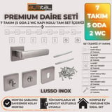 Lusso Inox 5 ADET ODA 2 ADET WC Kare Rozetli Kapı Kolu SET