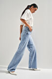 Kadın Ice Renk V-4S5-27 Viskon Esnek Kumaş Yüksek Bel İç Boy 80cm Denim Jean