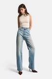 Kadın T.Kot Rengi 4s6-32 Straight Fit Yüksek Bel Komfort Kumaş Denim Jean