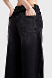 Kadın Siyah Renk 2S5-1 Süper Palazzo Fit Orta Bel %100 Koton Denim