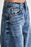 Kadın Mavi Kot Rengi 4W4-24 Mega Baggy Fit %100 Koton Super Bol Denim Jean
