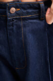 Kadın İndigo Renk 7s5-50 Mid Rise Palazzo Fit Orta Bel %100 Koton İç Boy 83cm Denim Jean