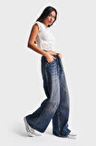 Kadın T.Kot Rengi 2w48 Bağcıklı Palazzo Fit Beli Laslikli Denim