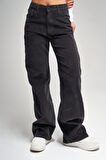 Kadın Kül Rengi 26w414 İnce Fitilli Kadife Kumaş Straight Fit Pantolon