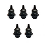 İtalyan Tip E27 Tam Dişli Duy Vidasız Geçmeli Bakalit Siyah (250V-4A) 5 Adet